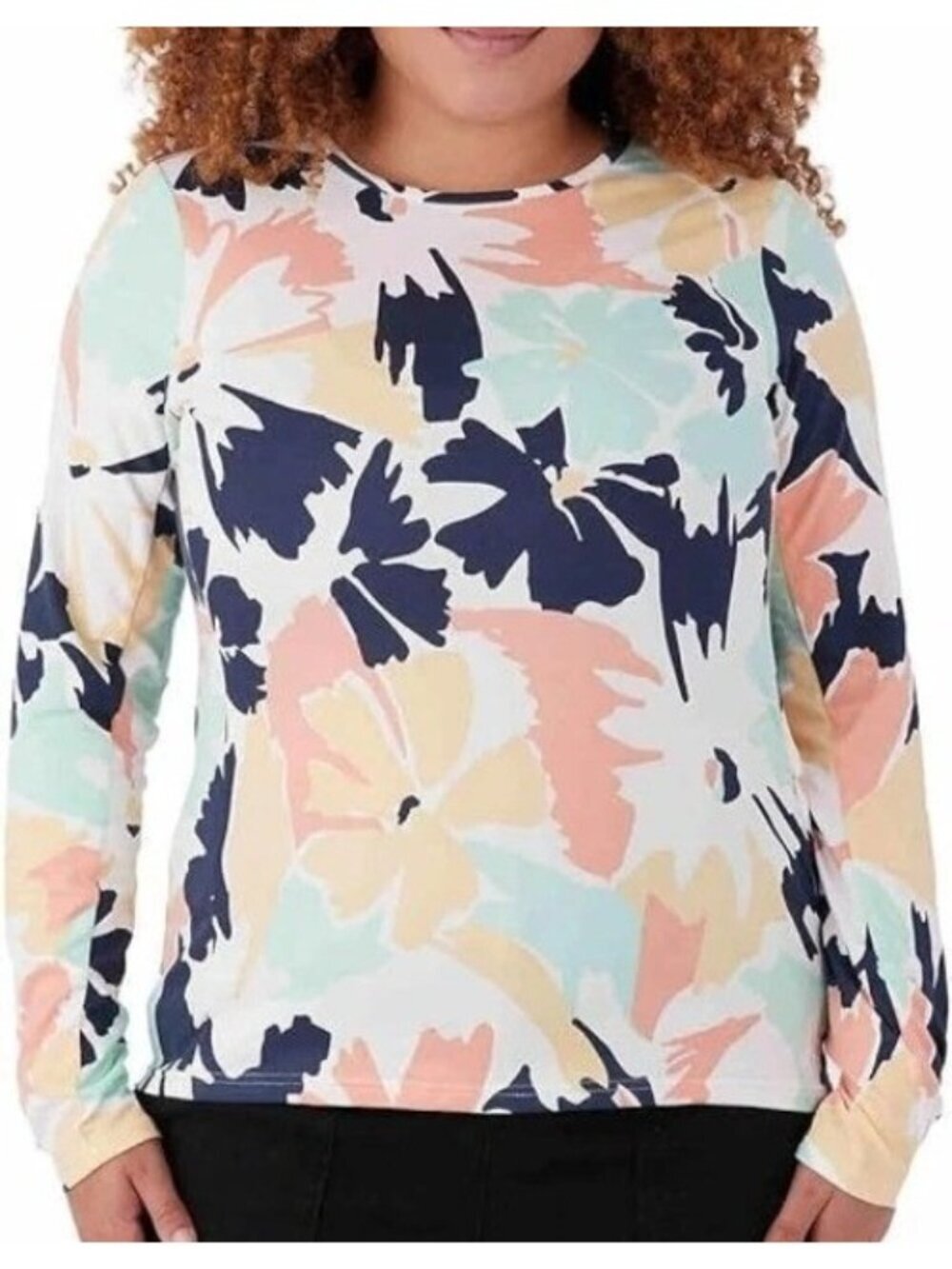 NWT Hang Ten Women's XXL Long Sleeve Shirt Multicolor Floral UPF 50+ Quick Dry